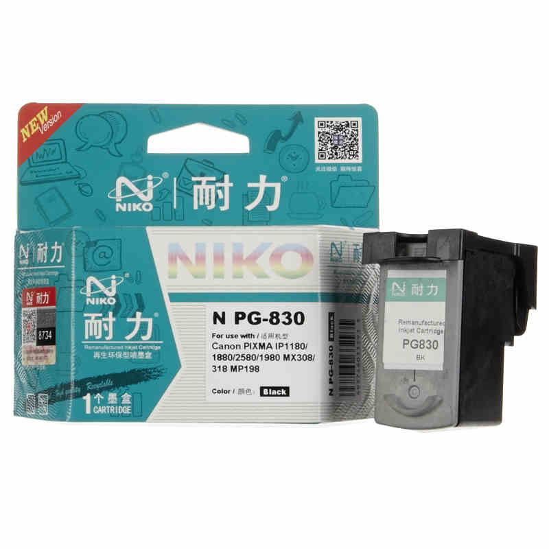 耐力（NIKO）N PG-830 黑色墨盒 (适用佳能 PIXMA IP1180/1880/2580/1980/MX308/318/MP198)